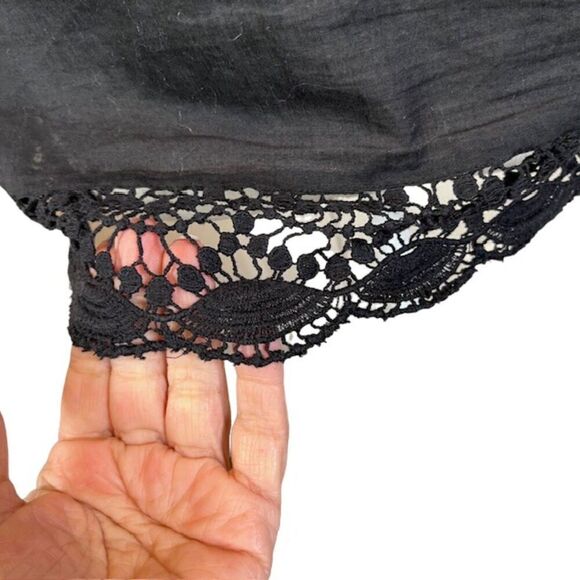 Joie Sigrid Black Eyelet Blouse Cap Sleeve Lacy 100% Cotton Oversized XS - Picture 5 of 13